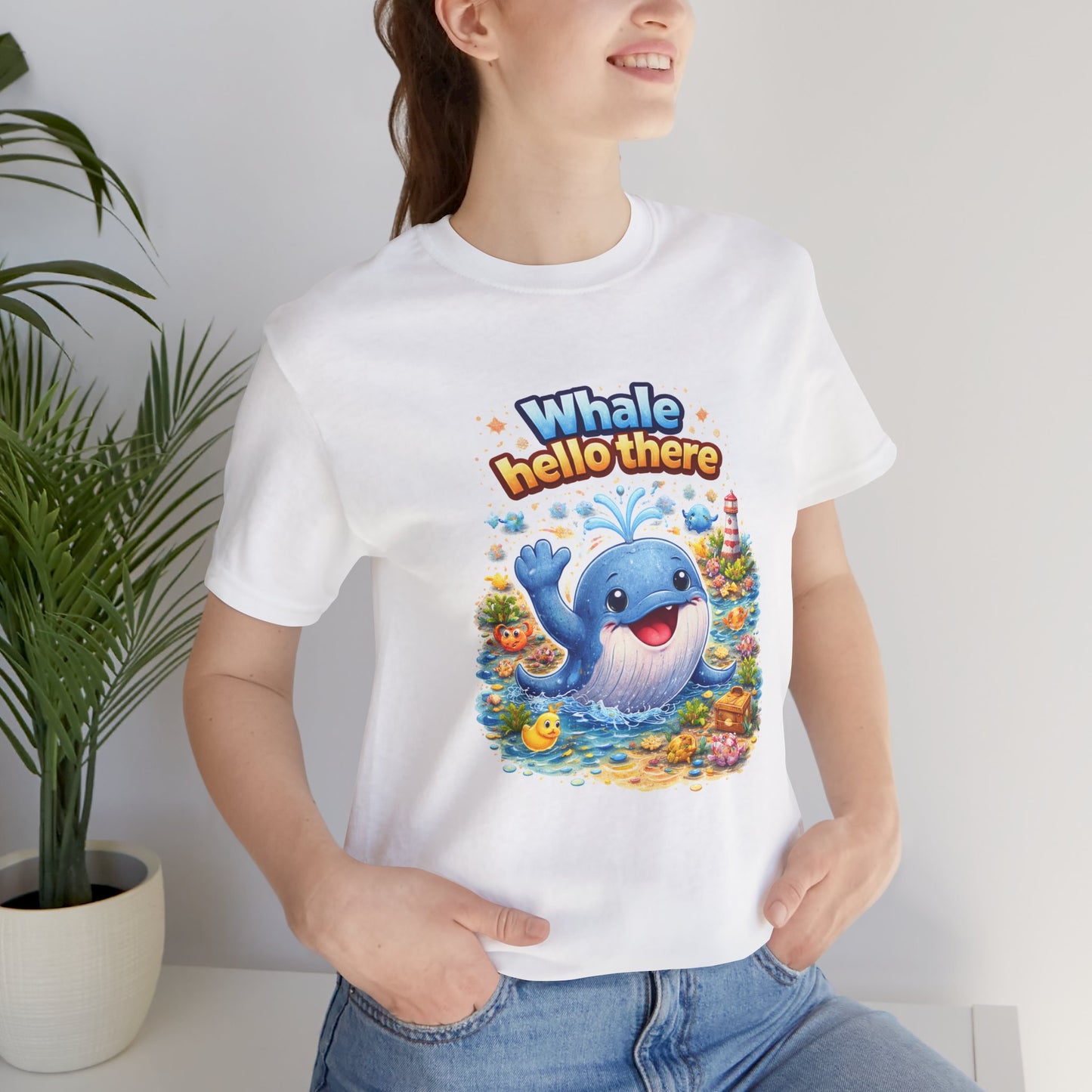 "Whale Hello There" Pun T-Shirt - Funny Ocean Animal Graphic Tee Gift (Unisex T-Shirt)