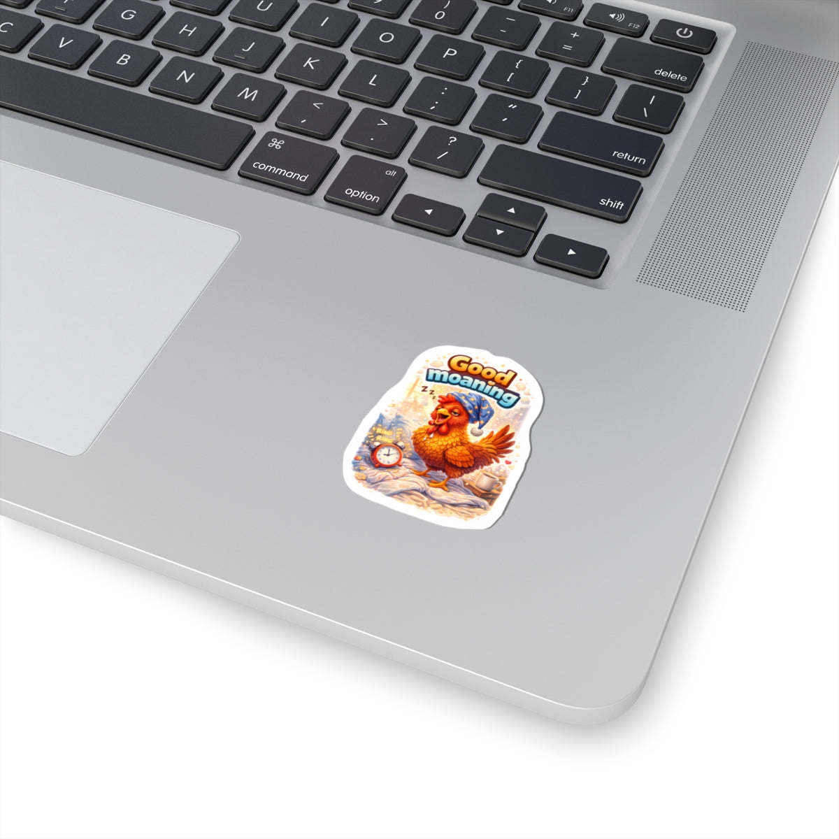 "Good Moaning" Funny Rooster Sticker - Coffee Lover Vinyl Decal - Not a Morning Person Laptop Sticker for Water Bottle