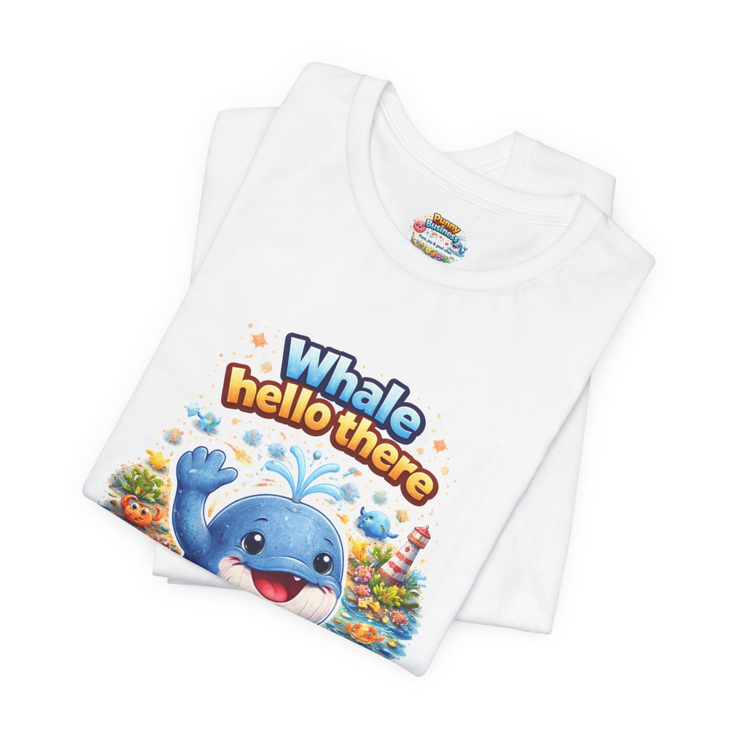 "Whale Hello There" Pun T-Shirt - Funny Ocean Animal Graphic Tee Gift (Unisex T-Shirt)