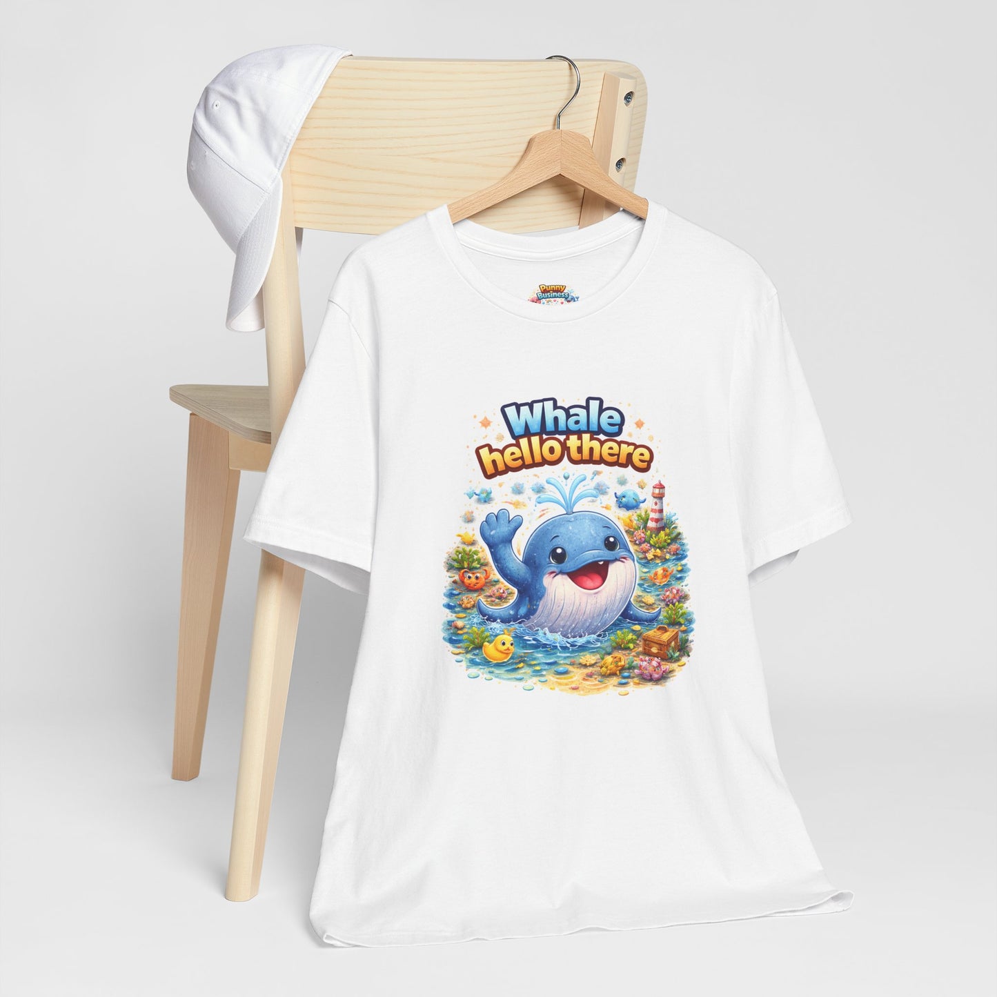 "Whale Hello There" Pun T-Shirt - Funny Ocean Animal Graphic Tee Gift (Unisex T-Shirt)